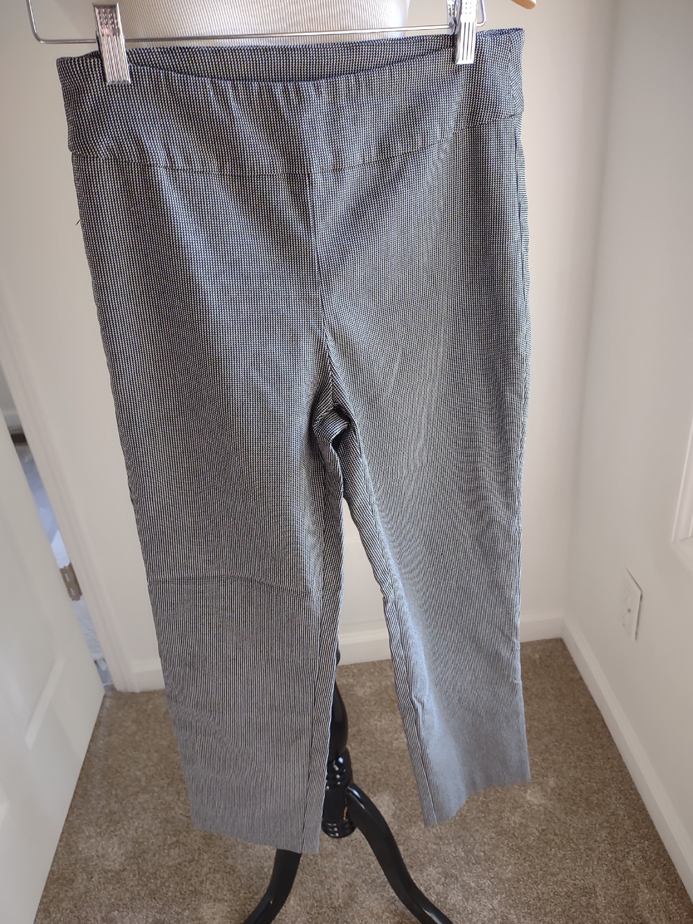 Tribal Black and Gray Micro-Check Cropped Ankle Pants